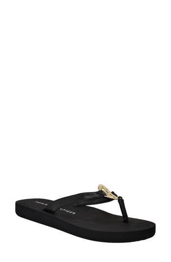 Tommy Hilfiger Crelina Thong Sandal In Black