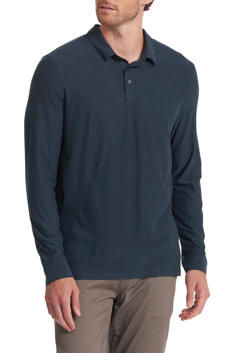 Long Sleeve Strato Tech Polo, Main, color, NAVY HEATHER