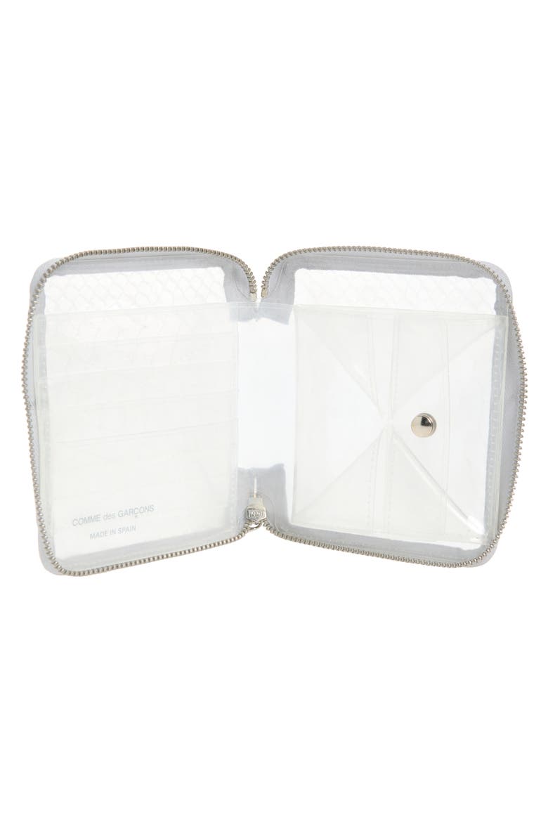 Clear Snakeskin Embossed Rectangular Zip Around Wallet, Alternate, color, TRANSPARENT