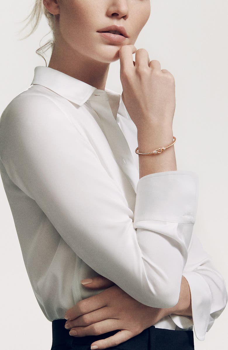 David Yurman Diamond Buckle Bangle, Alternate, color, Rose Gold