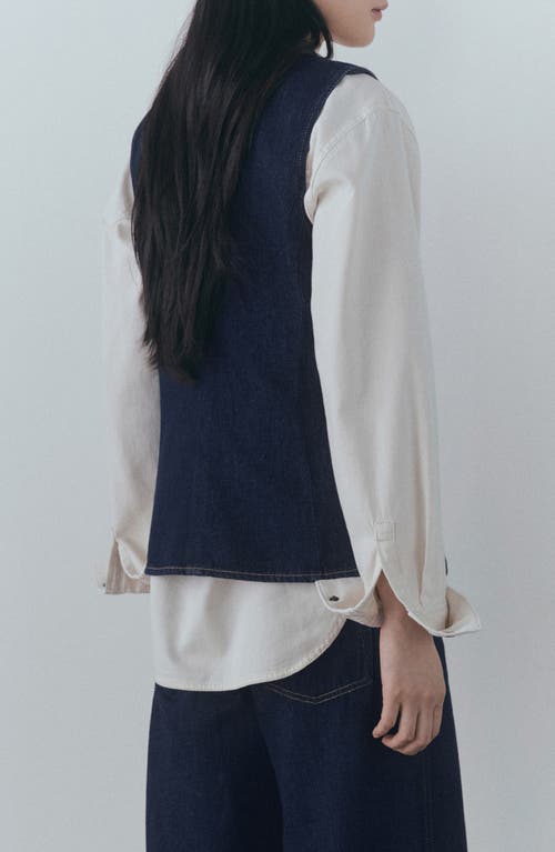 Shop Mango Denim Vest In Open Blue