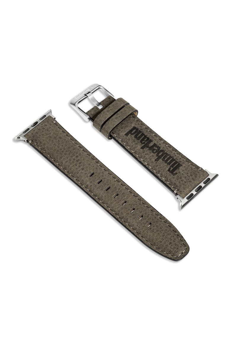 Barnesbrook Water Repellent Leather 20mm Smartwatch Watchband, Main, color, BLACK