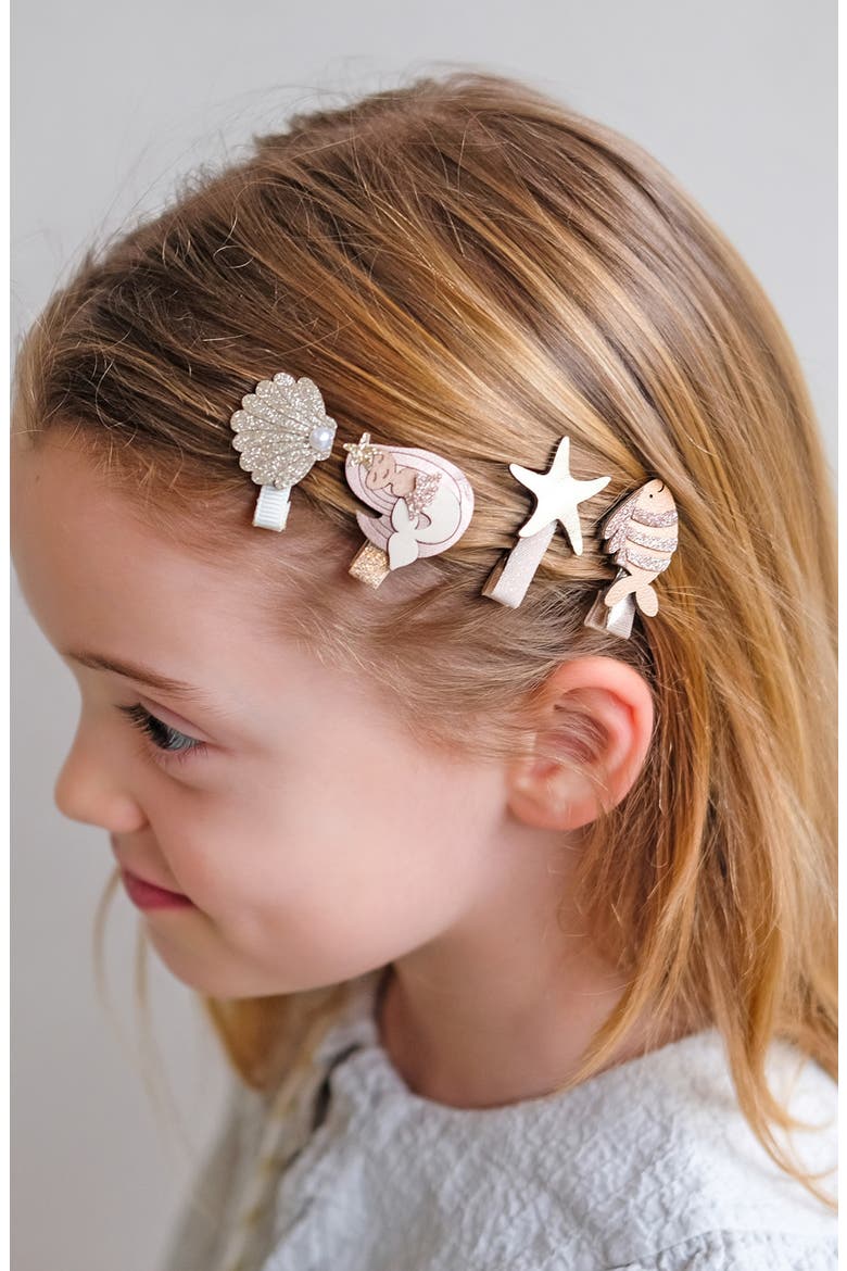 Kids' Mermaid 8-Pack Mini Hair Clips, Alternate, color, GOLD