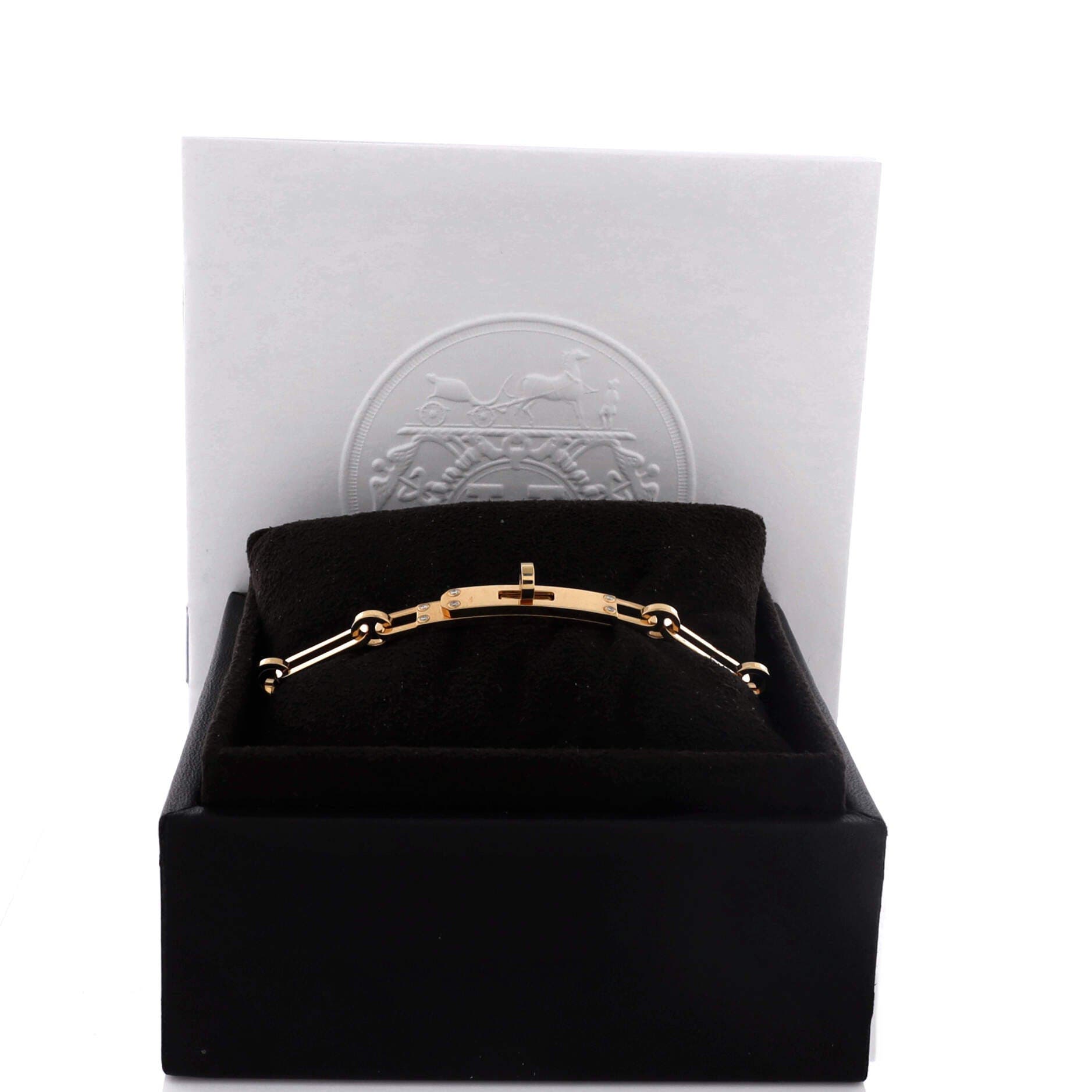 Pre-Owned Hermes Kelly Chaine Bracelet 18K Yellow Gold with Diamonds Small, Alternate, color, Yellow Gold