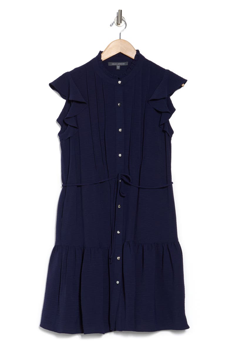 Flutter Sleeve Shirtdress, Alternate, color, NAVY