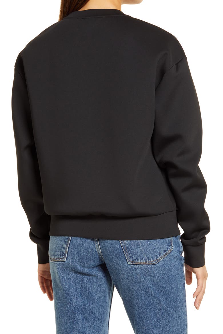 Scuba Crepe Boyfriend Sweatshirt, Alternate, color, BLACK001