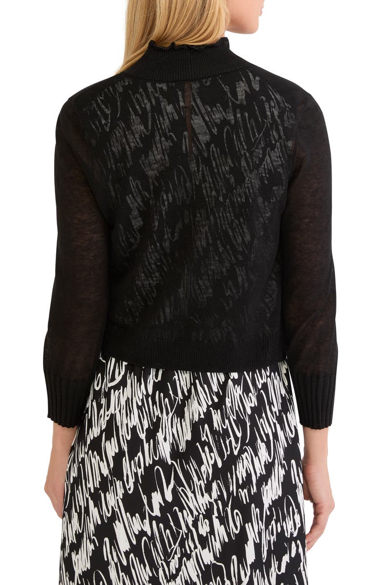 NIC+ZOE Ruffle Featherweight Linen Blend Cardigan, Alternate, color, Black Onyx