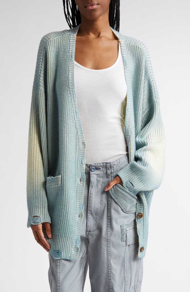 R13 Distressed Oversize Merino Wool Cardigan, Main, color, 