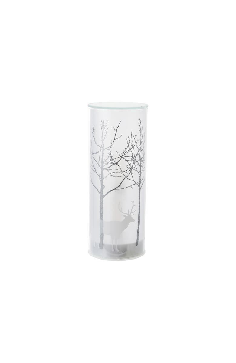 Storied Home Glass LED Motion Light with Trees and Reindeer Image, White and Silver Finish, Main, color,