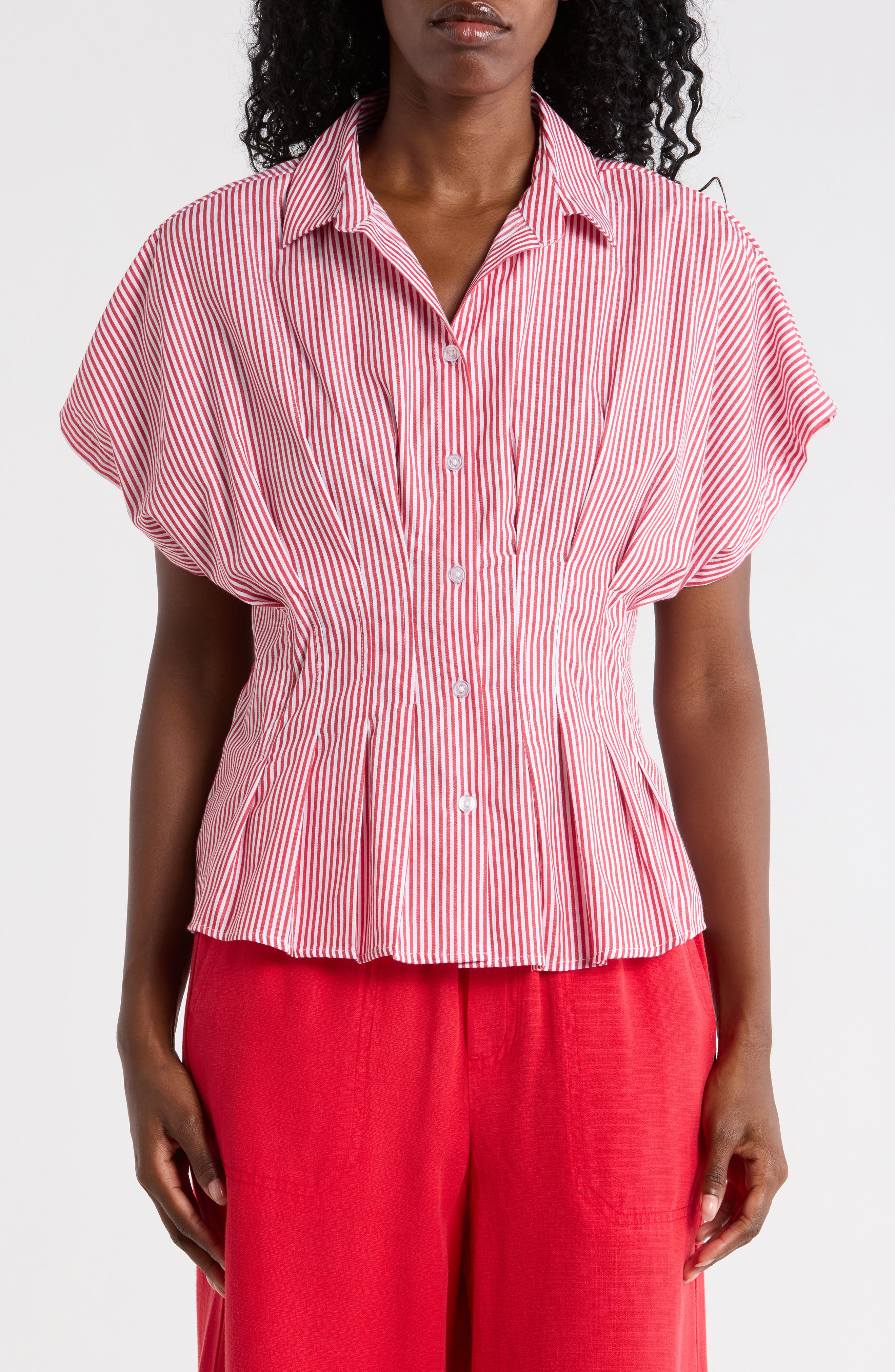 Raven Stripe Short Sleeve Button-Up Shirt - image 5