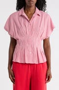 beachlunchlounge Raven Stripe Short Sleeve Button-Up Shirt