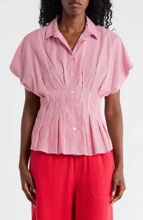 beachlunchlounge Raven Stripe Short Sleeve Button-Up Shirt
