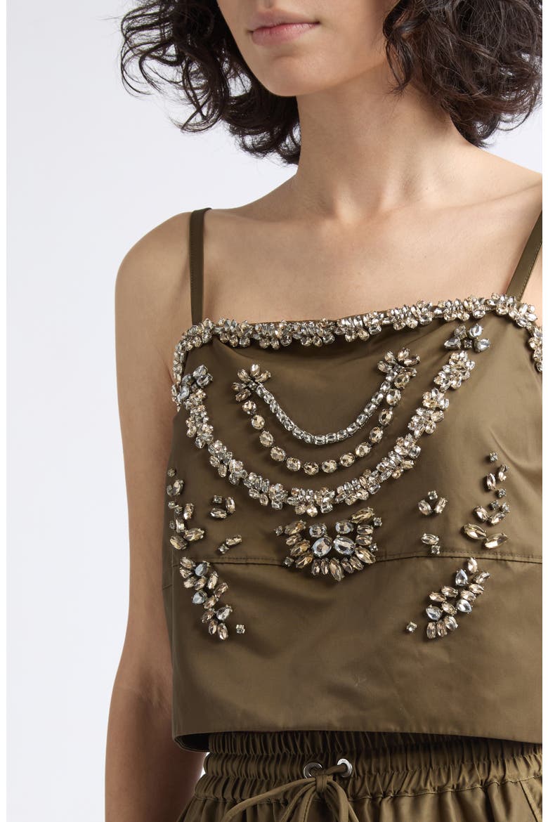 Marilyn Rhinestone Crop Camisole, Alternate, color, DARK OLIVE