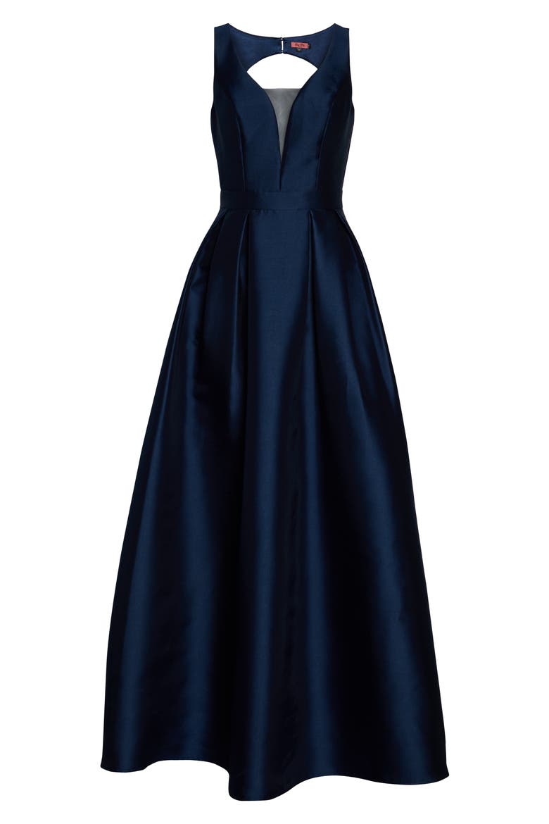 Perla Back Cutout Evening Dress, Alternate, color, NAVY