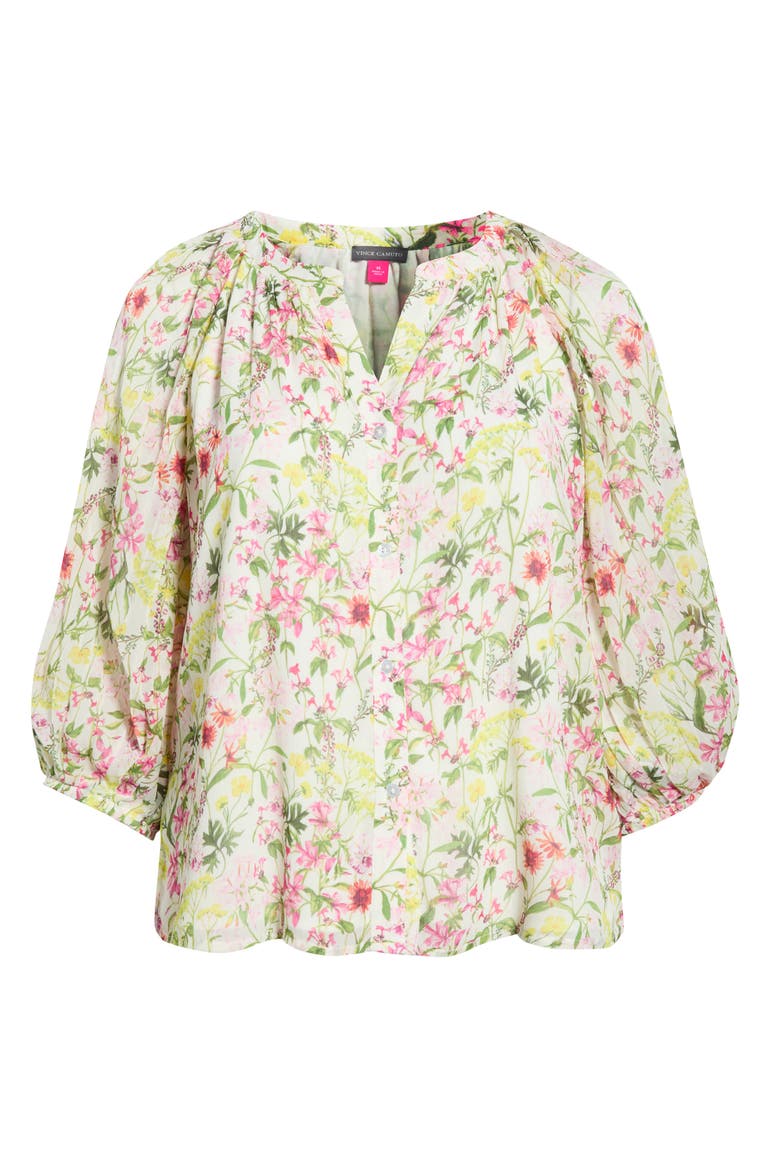 Floral Button-Up Shirt, Alternate, color, iVORY/RASPBERRY
