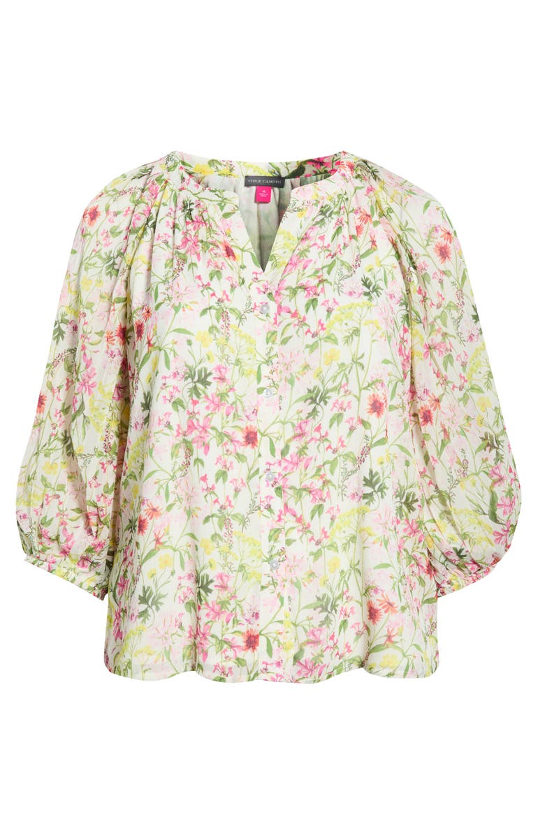 Vince Camuto Floral Button-Up Shirt, Main, color, Ivory/Raspberry