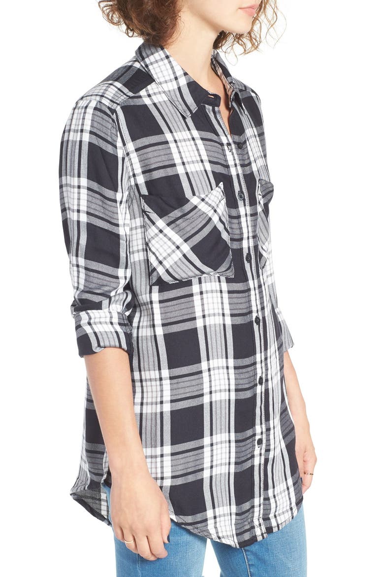 Plaid Tunic Shirt, Alternate, color, BLACK JEN PLAID