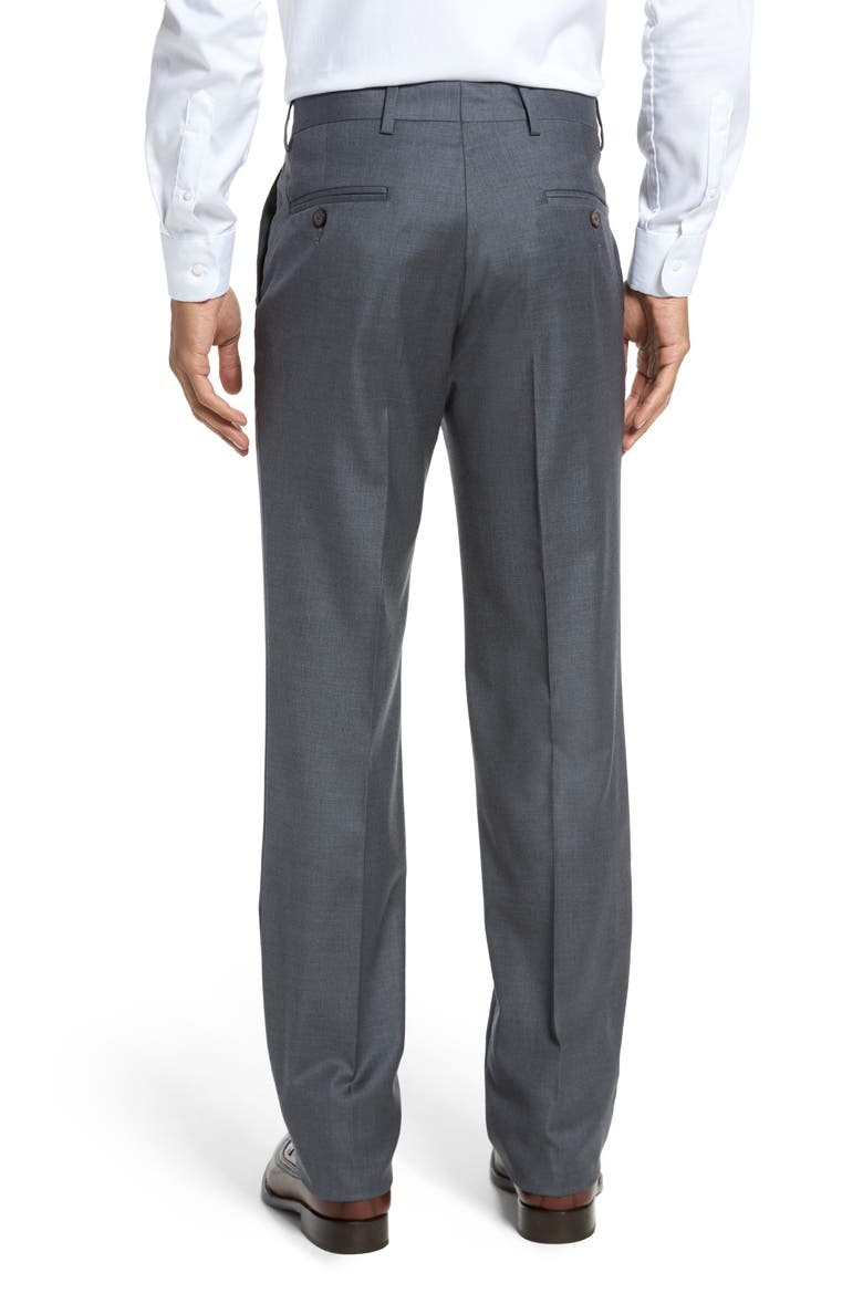 Flat Front Modern Fit Gabardine Stretch Wool Trousers, Alternate, color, MEDIUM GREY