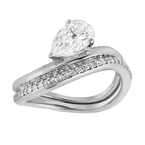 Selena Silk Wave 2.00 Ct Pear Lab Grown Diamond Engagement Ring