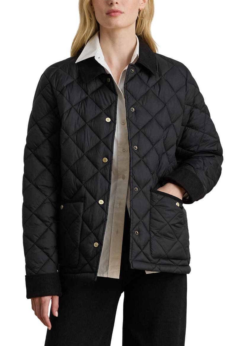 Diamond Quilted Jacket, Main, color, BLACK