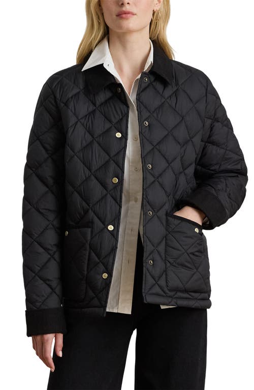 Ralph Lauren Corduroy-trim Quilted Barn Jacket In Black