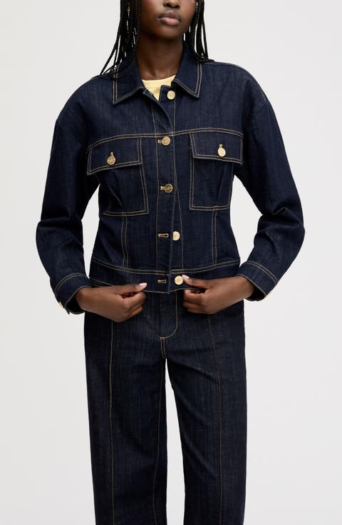 Cinch Waist Denim Jacket