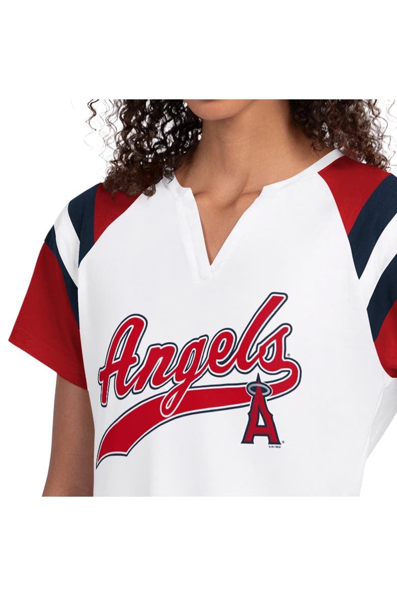 Women's Starter  White Los Angeles Angels Game On Notch Neck Raglan T-Shirt, Alternate, color, White