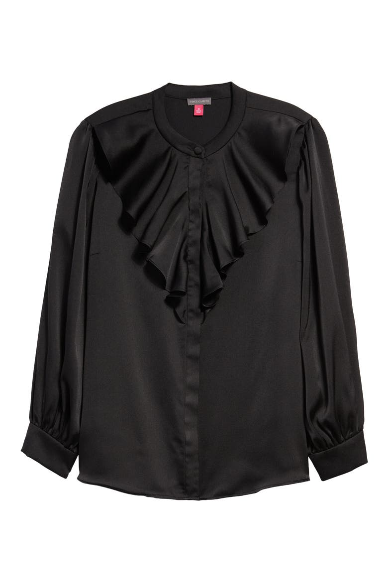 Ruffle Front Blouse, Alternate, color, RICH BLACK