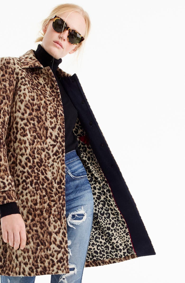 J.Crew Double Leopard Topcoat, Alternate, color,