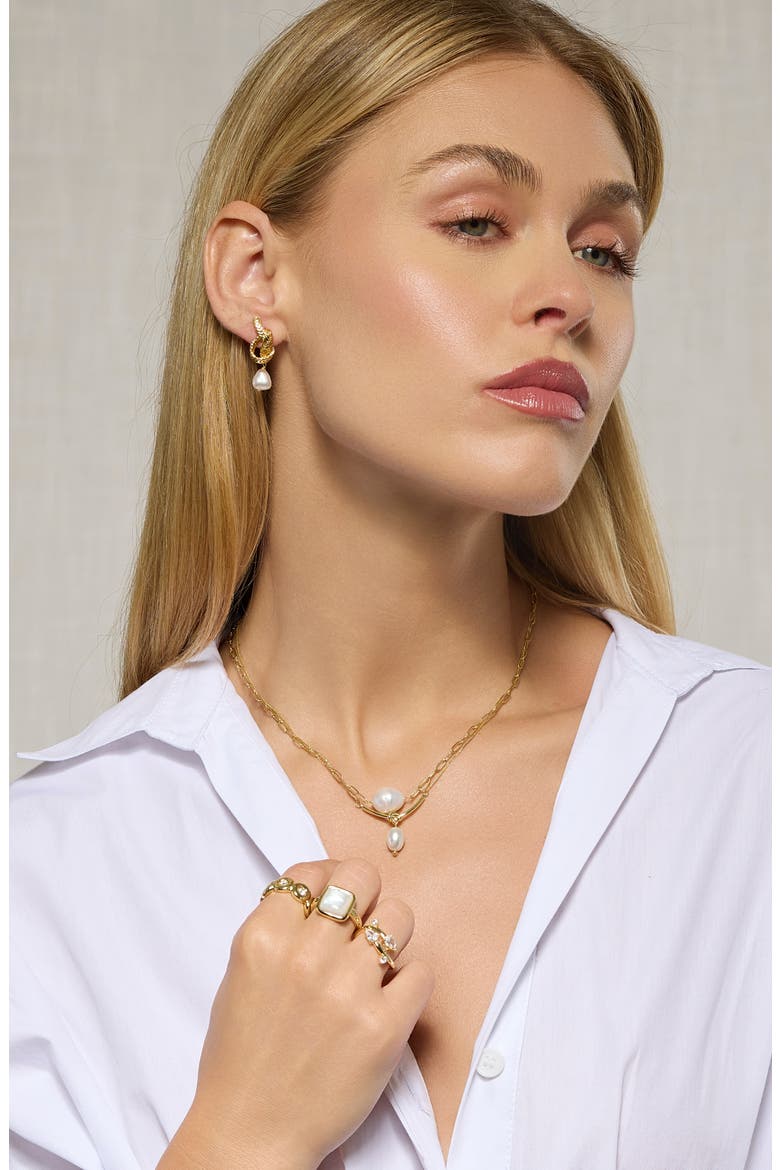 Freshwater Pearl Drop Earrings, Alternate, color, GOLD