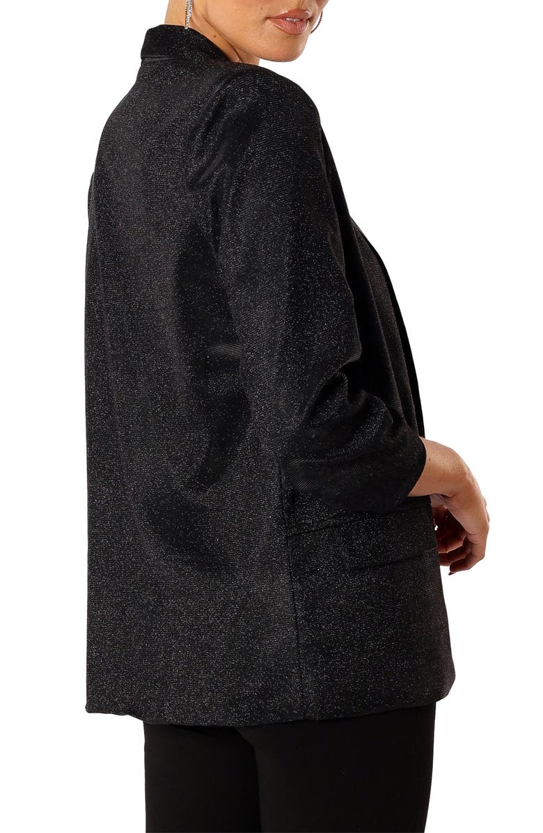 Petal & Pup Gemma Metallic Knit Blazer, Alternate, color, Black