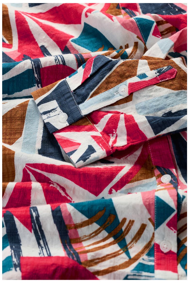 Wren Abstract Print Cotton Blend Button-Up Shirt, Alternate, color, SPINNAKER SAILS CHALK
