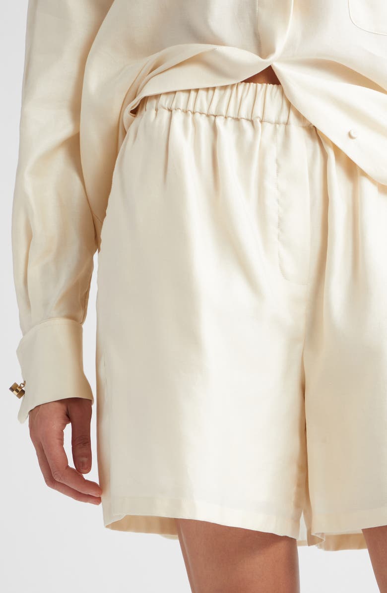 Max Mara Piadena Cotton Sateen Shorts, Alternate, color, Ivory