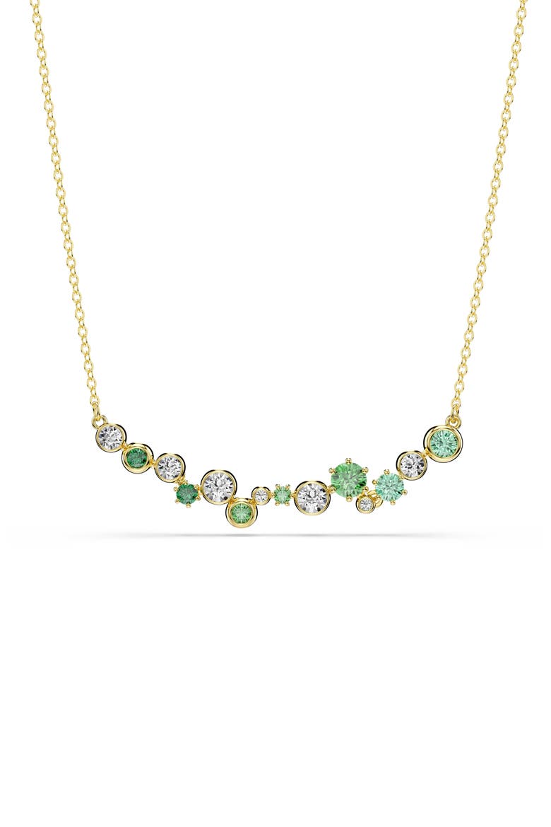 Constella Crystal & Zirconia Frontal Necklace, Main, color, GOLD/ GREEN