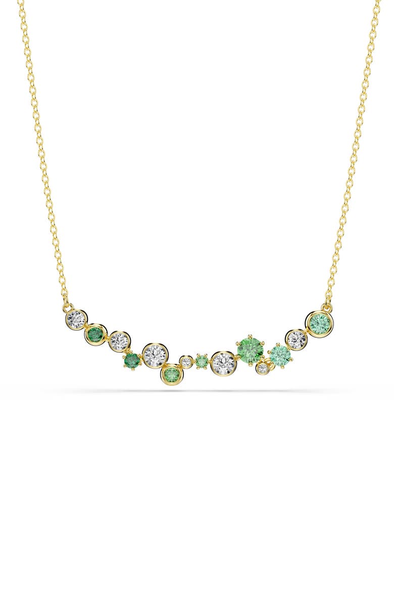 Swarovski Constella Crystal & Zirconia Frontal Necklace, Main, color, Gold/ Green