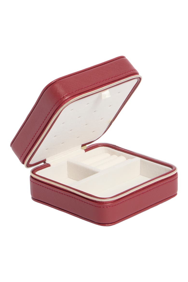 Square Jewelry Box, Alternate, color, BURGUNDY- GOLD BOW