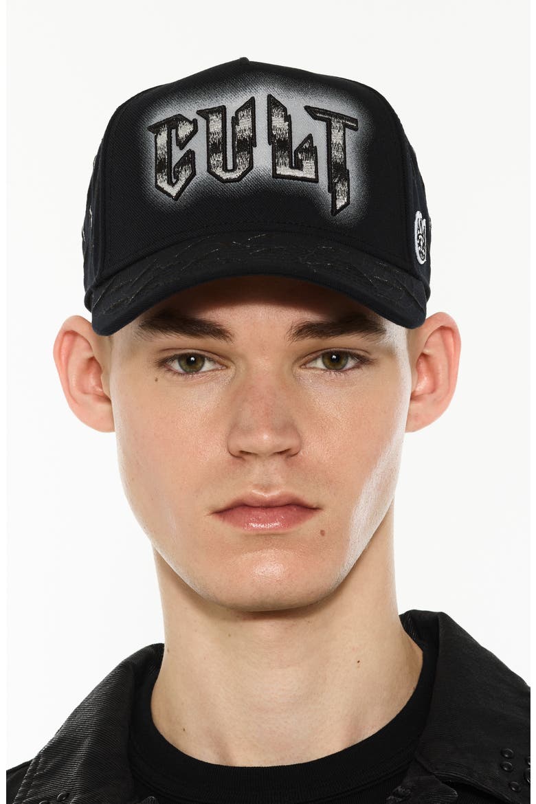Embroidered Logo Trucker Hat, Main, color, BLACK