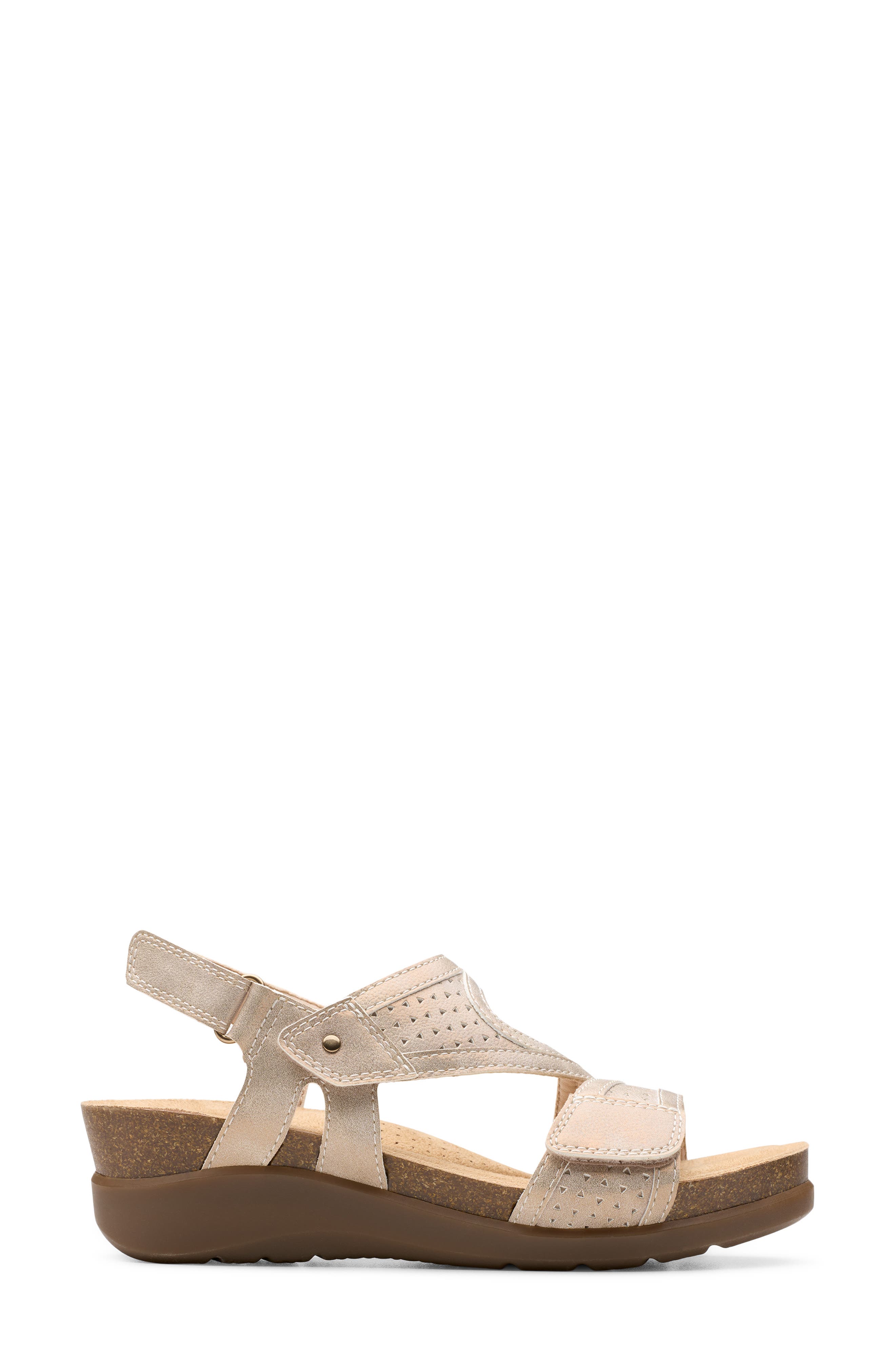 Clarks<sup>®</sup> Calenne Carmen Wedge Sandal, Alternate, color, Blush Metallic