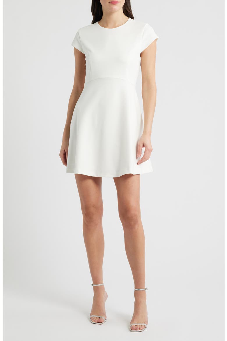 Cap Sleeve Fit & Flare Minidress, Main, color, SUMMER WHITE