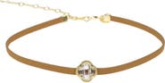 CZ by Kenneth Jay Lane Clover CZ Vegan Leather Choker