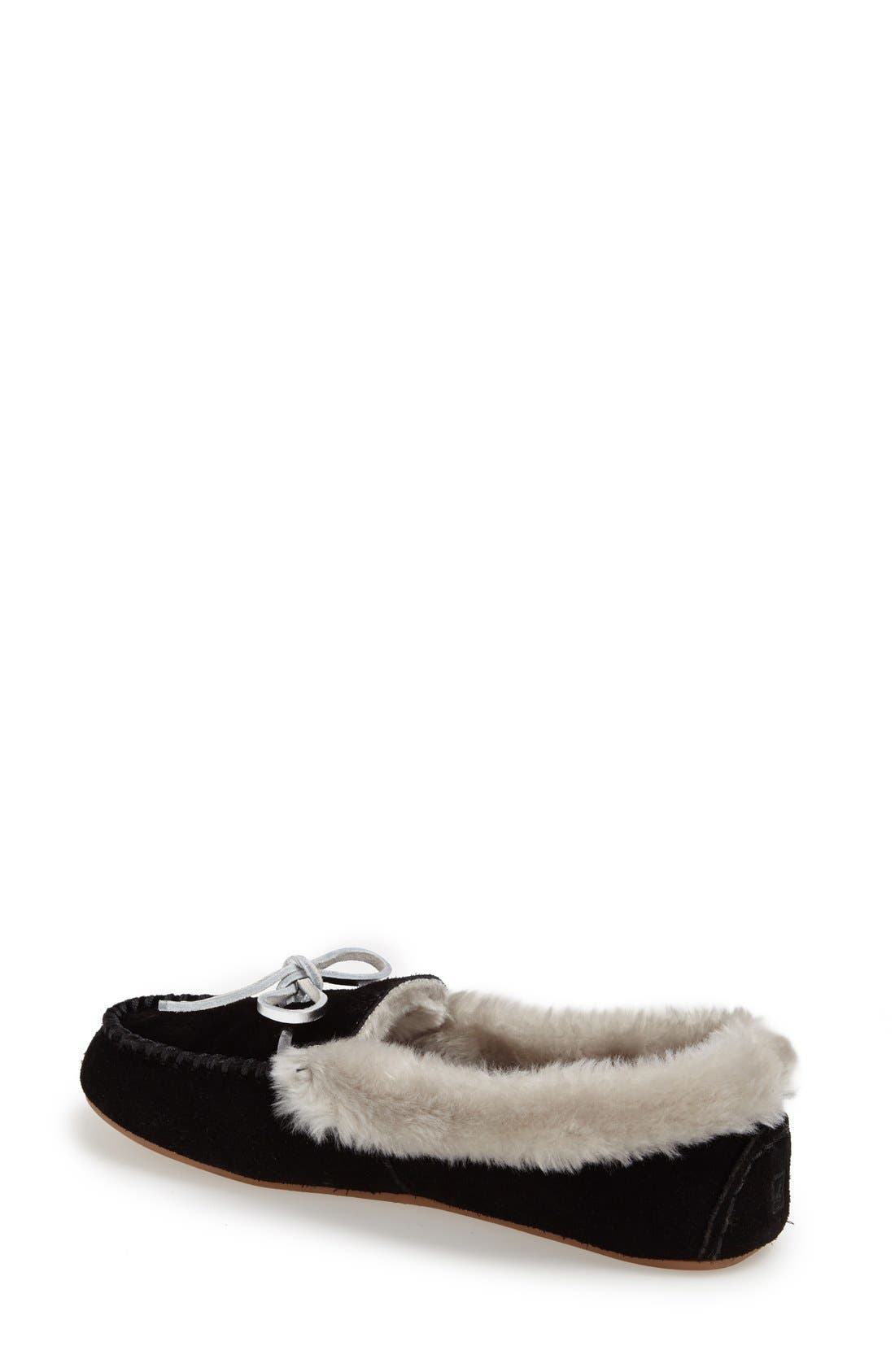 Sperry Top-Sider® 'Paige' Faux Fur Slipper, Alternate, color, BLACK SUEDE