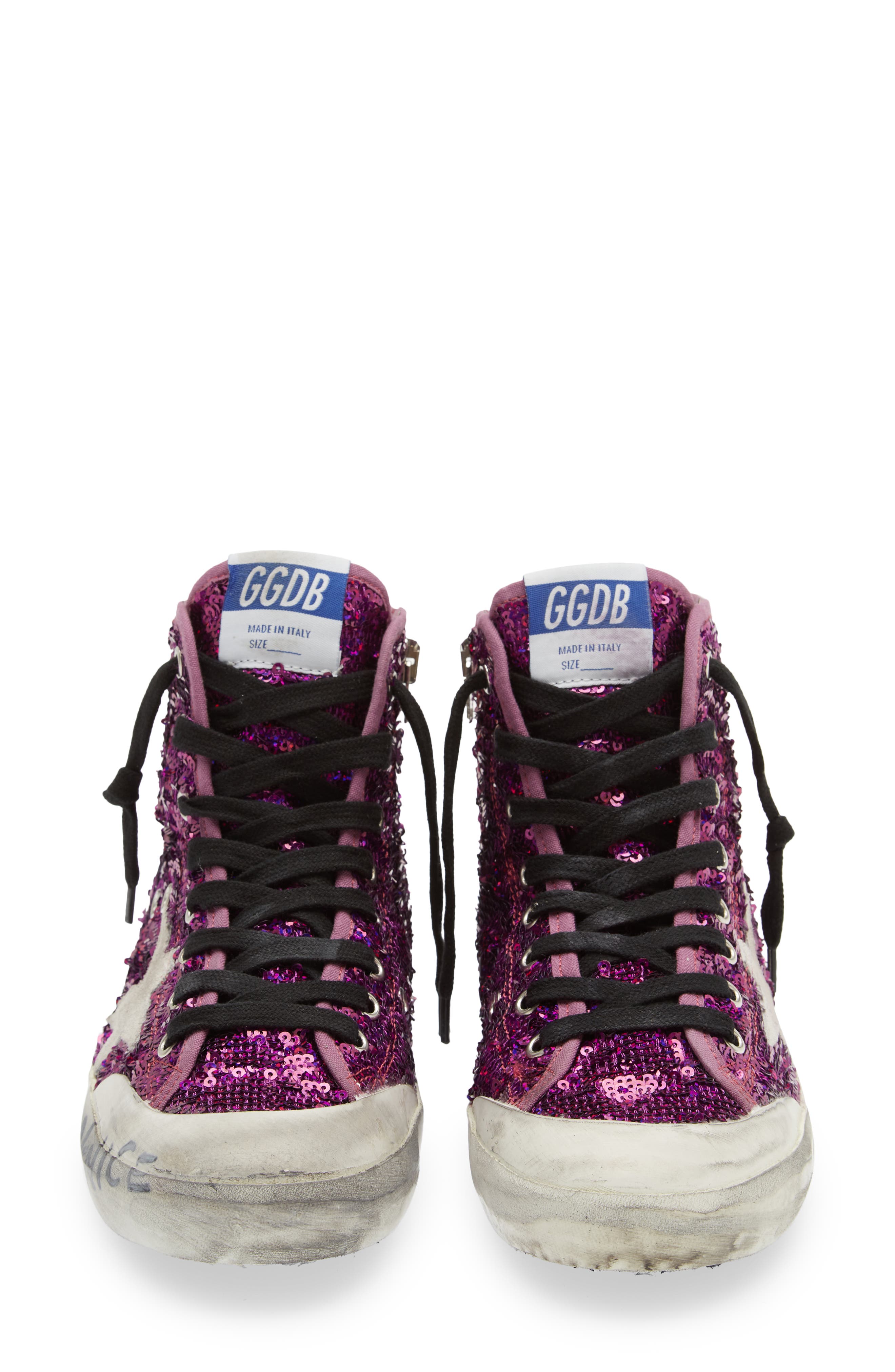 Golden Goose Francy Penstar Sequin High Top Sneaker, Alternate, color, Purple Paillettes