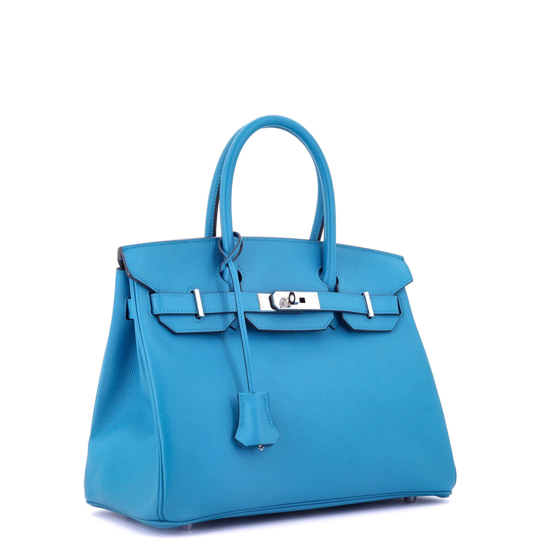 Pre-Owned Hermes Birkin Handbag Blue Epsom with Palladium Hardware 30, Alternate, color, 