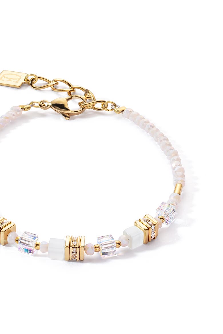 Mini Cubes Gold Bracelet, Alternate, color, White