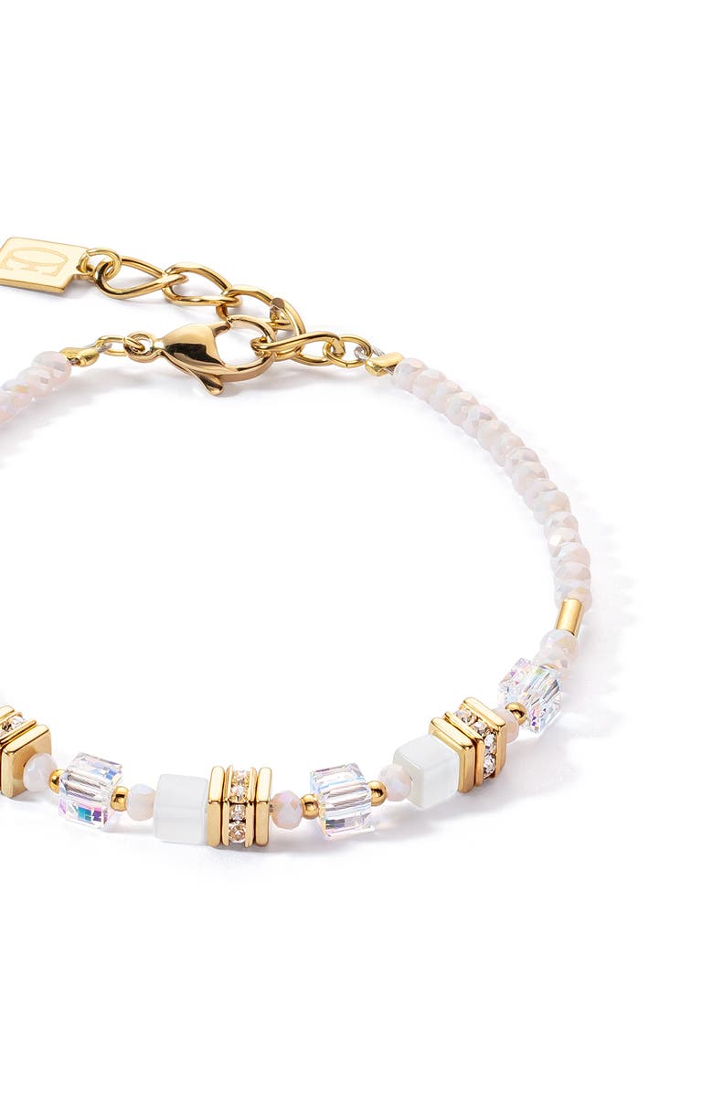 COEUR DE LION Mini Cubes Gold Bracelet, Alternate, color, White
