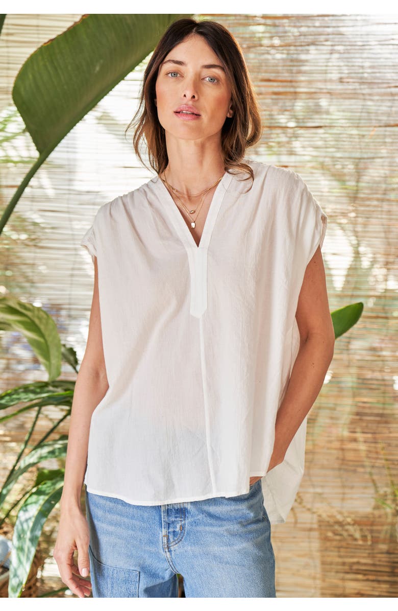 ocean+main Sleeveless Rouched Top, Alternate, color, White