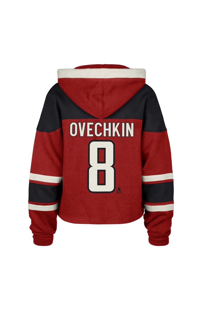 '47 Women's '47 Alexander Ovechkin Red Washington Capitals Superior Lacer Cropped Pullover Hoodie, Alternate, color, Red