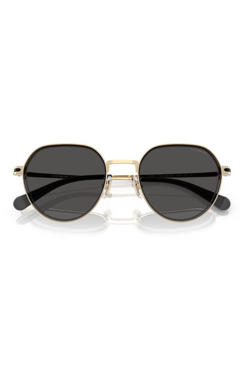 52mm Irregular Round Sunglasses, Alternate, color, SHINY LIGHT GOLD / GREY SOLID