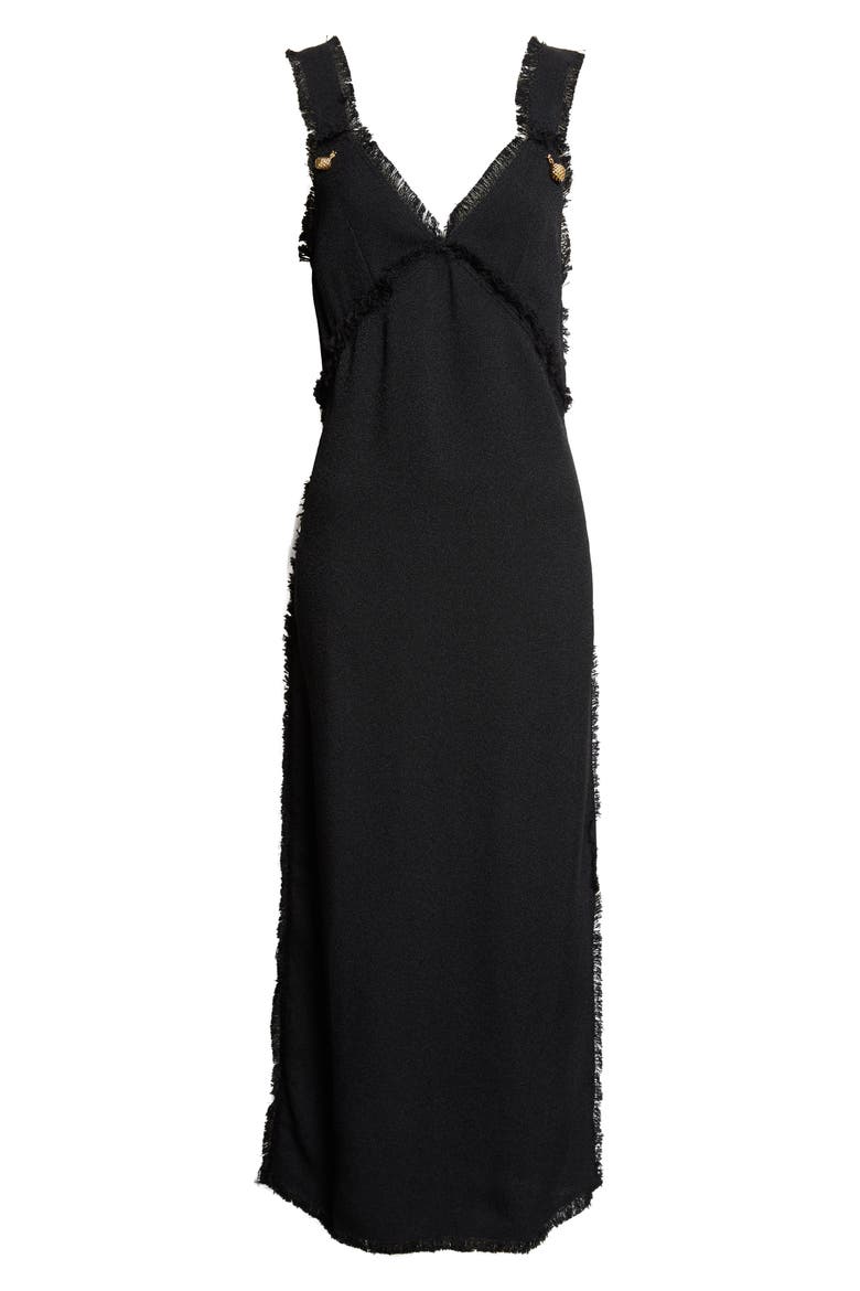 Fringe Maxi Slipdress, Alternate, color, BLACK