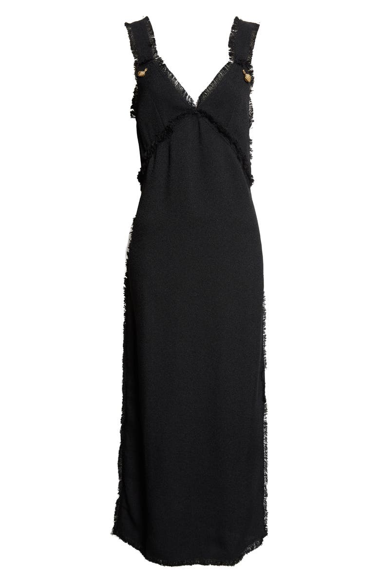 TOTEME Fringe Maxi Slipdress, Main, color, Black